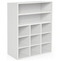 9-Compartment Shoe Cubby,  Adjustable Shelf Shoe Rack  for Entryway (White)