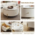 thumbnail image 6 of Modern Round Coffee Table, 31.5" Coffee Table with 2 Large Drawers, Storage Accent Table with Golden Legs for Living Room, 6 of 9
