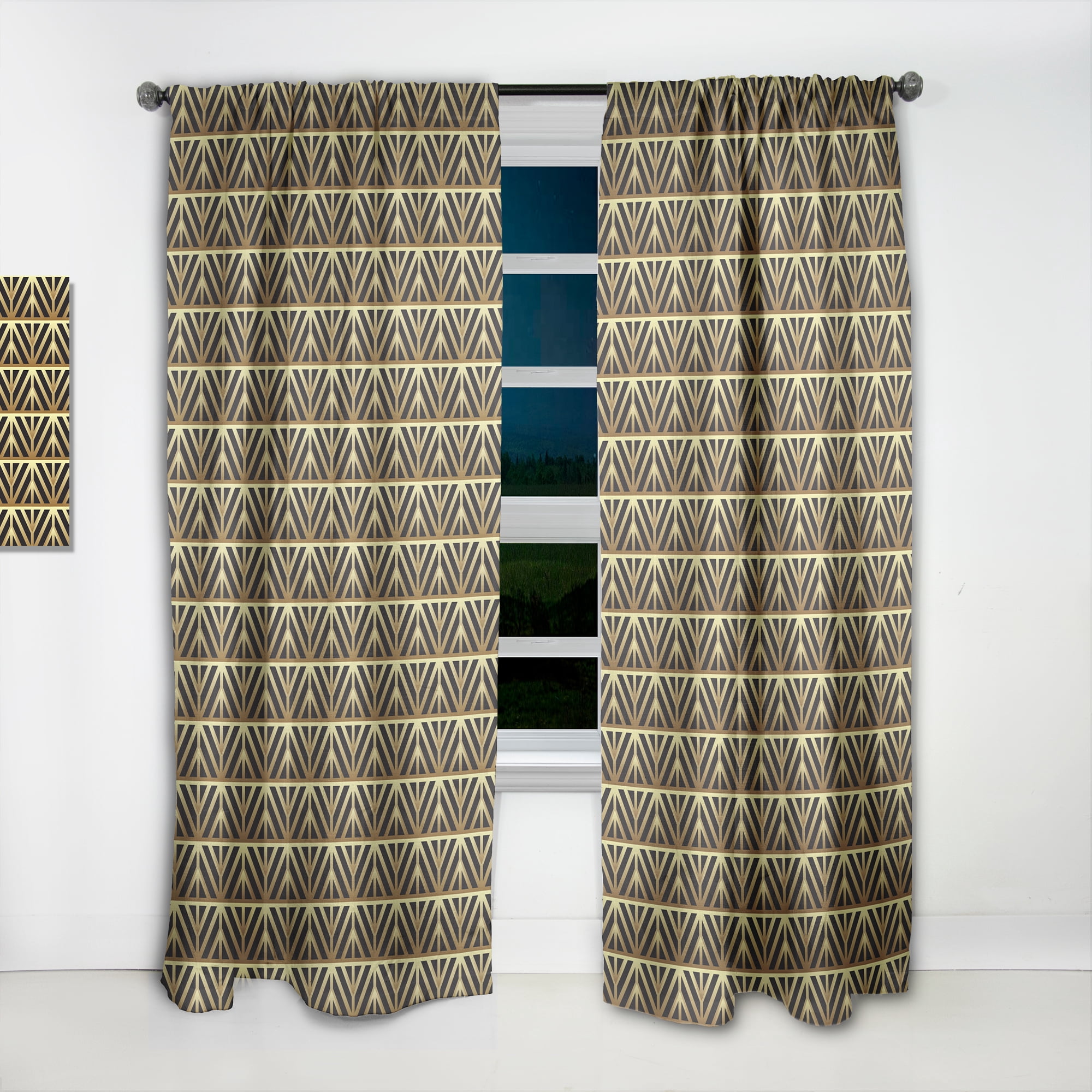 Designart 'Metallic Golden Luxury Geometrics XII XIV' Mid-Century Modern Curtain Panel
