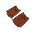 thumbnail image 1 of facefd Retro PU Leather Men Fingerless Driving Cycling Gloves XXL Brown Button, 1 of 9