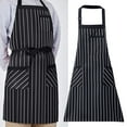 thumbnail image 1 of Oleegame 1PC Pretty Apron Cotton And Linen Striped Adjustable Hanging Neck Apron Household Kitchen Baking Flower Shop Cooking Work Cloth Apron Black, 1 of 6