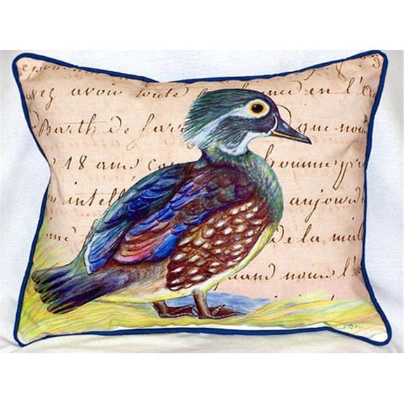 Betsy Drake HJ149B Female Wood Duck Script Large Indoor & Outdoor Pillow 16 x 20