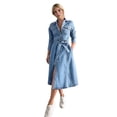 thumbnail image 3 of Denim Shirt Dresses for Women - Button Down Long Sleeve Dress with Washed Fabric and Relaxed Fit, Casual Spring Dresses for Women 2026 Streetwear Daily Outfit, 3 of 9
