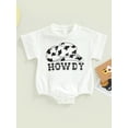thumbnail image 2 of Arvbitana Infant Baby Girls Boys Mother's Day Romper Letter Print Snap Closure Short Sleeve Bodysuits Summer Newborn Jumpsuits Tops Festival Clothes 3-24M, 2 of 9