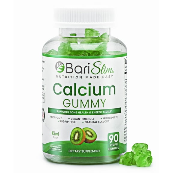 BariSlim Bariatric Calcium Gummies - Bariatric Vitamins for Patients After Weight Loss Surgery | Kiwi (90 Vegan Gummies)
