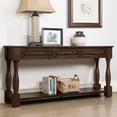 thumbnail image 2 of 63" Long Wood Console Table with 3 Drawers and Bottom Shelf - Extra-thick Sofa Table for Entryway, Hallway-Light Espresso, 2 of 9