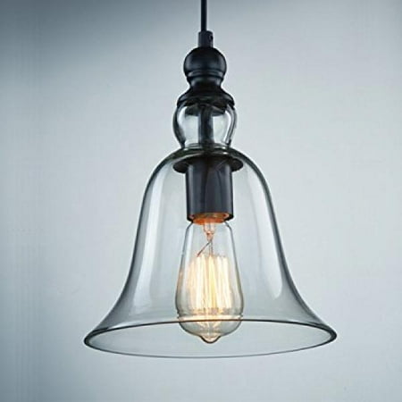 CLAXY&reg; Ecopower 1 Light Vintage Hanging Big Bell Glass Shade Ceiling Lamp Pendent Fixture
