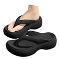 thumbnail image 3 of oqasdz Womens Slippers Summer Thick Sole Soft Non Slide Flip Flops Outdoor Beach Vacation Solid Color Slippers Casual Wear,Black, 3 of 7
