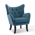 thumbnail image 2 of Wingback Upholstered Accent Chair Tufted Button Armchair Velvet - Modern Accent Vanity Chair for Living Room Bedroom Lounge - Mid Back Velvet Fabric Club Chair - Teal Blue, 2 of 8