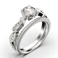 thumbnail image 3 of Dazzling Boho & hippie 1.75 Carat Round Cut Diamond Moissanite Classic Inspired Engagement Ring, Unique Twist Band Wedding Ring in 10k Solid White Gold, Promise Ring, One Matching Band, 3 of 4