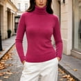 thumbnail image 2 of Womens Sweaters Classic Long Sleeve Turtleneck Lightweight Soft Sweaters Casual Basic Stretchy Slim Fit Knitted Pullover Tops,Sizes M-3XL, 2 of 8