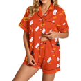 thumbnail image 2 of CUIYUAN Pajama for Women Sets 2 Piece Short Sleeve Pj Sets Satin Sleepwear Button Down Loungewear Set Halloween Pajamas Set 2026 Fall Lounge Sets for Women, 2 of 4
