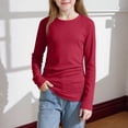 thumbnail image 5 of Bovxnpu Girls Long Sleeve T Shirts Pullover Undershirts Solid Long Sleeve Tshirt With Ribbed Pleats For Kids Undershirt Tees, 5 of 9