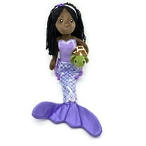 The Petting Zoo Mermaid Doll with Turtle Stuffed Animal- Great Gifts for Girls, Mermaid Plush Doll with Turtle Plush Toy, 17 inch (African American)