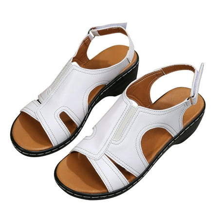 

Summer Savings Clearance! 2023 TUOBARR Sandals for Womens Summer Ladies Slippers Casual Women s Shoes Roman Fish Mouth Casual Wedges Sandals White 7.5