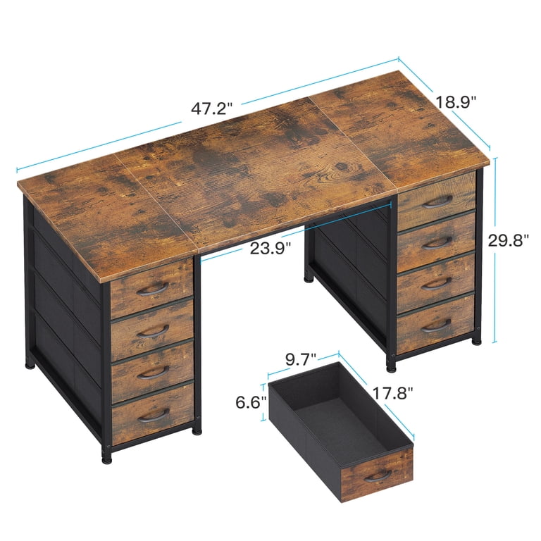 Casacomoda 48-Inch Computer Desk with 8 Fabric Drawers photo 2