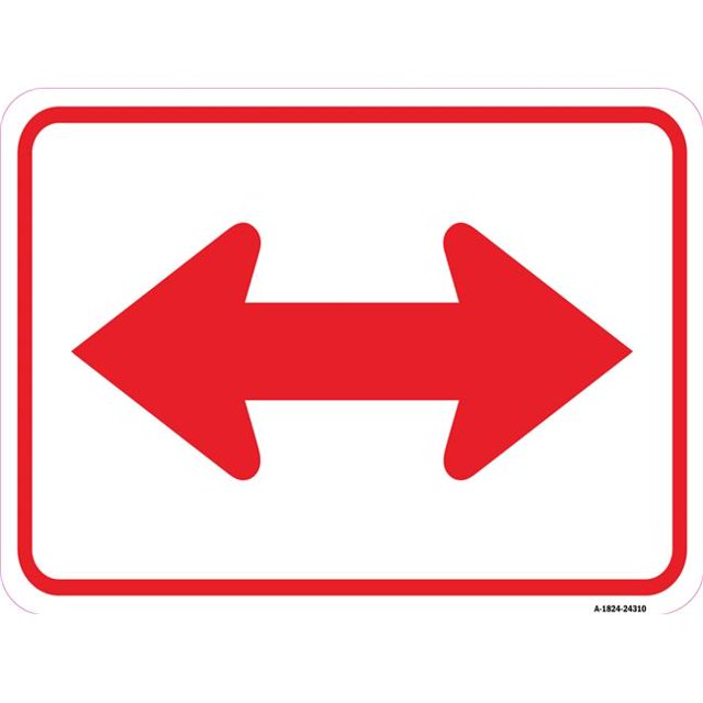 SignMission A-1824-24310 18 x 24 Po Panneau en Aluminium - Flèche Bidirectionnelle&44; Rouge & Blanc