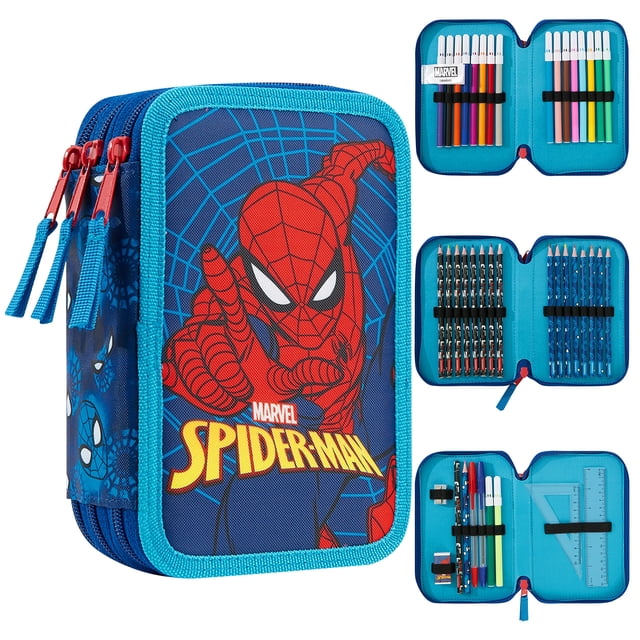 Estuche para lápices, set de útiles escolares con relleno de Spiderman de Marvel