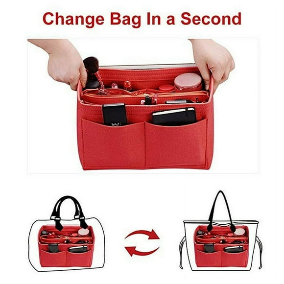 Felt Purse Insert Organizer Portable Cosmetic Bag Fit For Handbag Tote Various Bag New