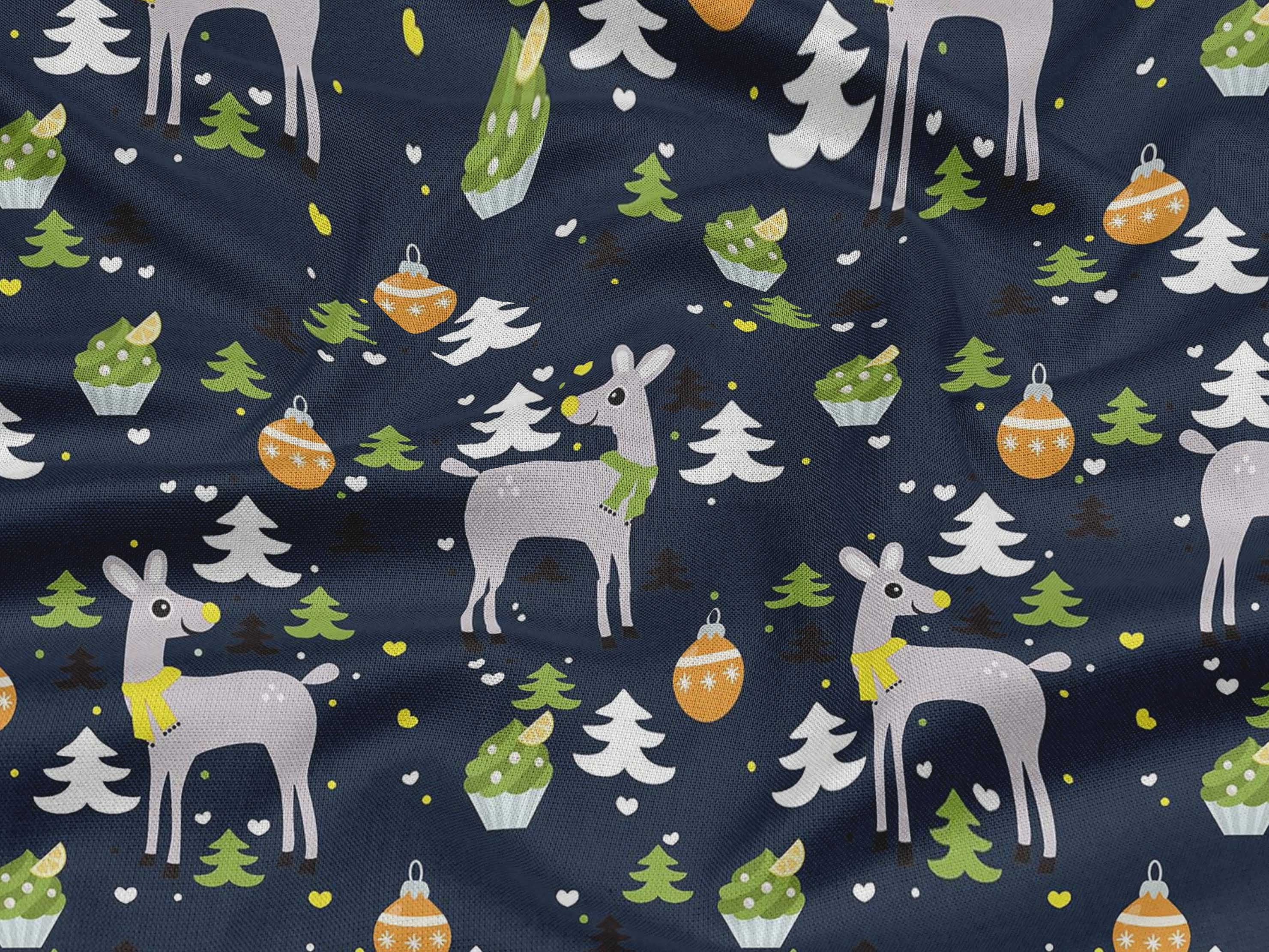 oneOone Rayon Dark Navy Blue Fabric Christmas Sewing Fabric By The Yard Printed Diy Clothing Sewing Supplies 56 Inch Wide
