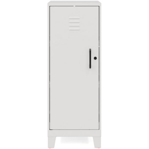 Pemberly Row 42.5"H 3 Shelf Metal Storage Locker Cabinet 3" Legs Pearl White