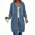 thumbnail image 5 of Resicozy Long Hoodies for Women Zip Up Double Zipper Solid Color Jacket Tunic Sweatshirts Fall Winter Fashion Clothes Navy L, 5 of 7