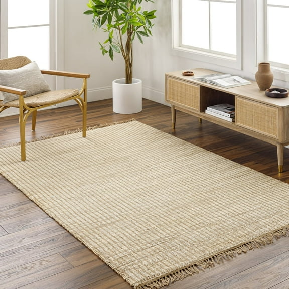Livabliss Jute Rugs for Living Room, 5x7 Alex Cottage Beige Rug, Bedroom Dining Room Home Decor Stain Resistant Carpet (5' x 7'6")