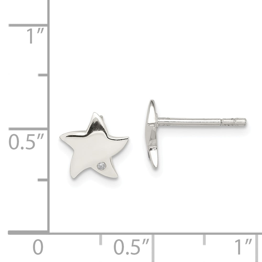 So Chic Jewels Star 9mm 925 Sterling Silver Ear Studs with Cubic Zirconia