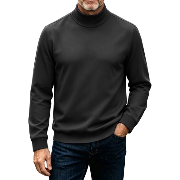 TKKCS Mens Mock Neck Sweatshirt Regular Fit Pullover Loungewear Long Sleeve Casual Tops Black XL