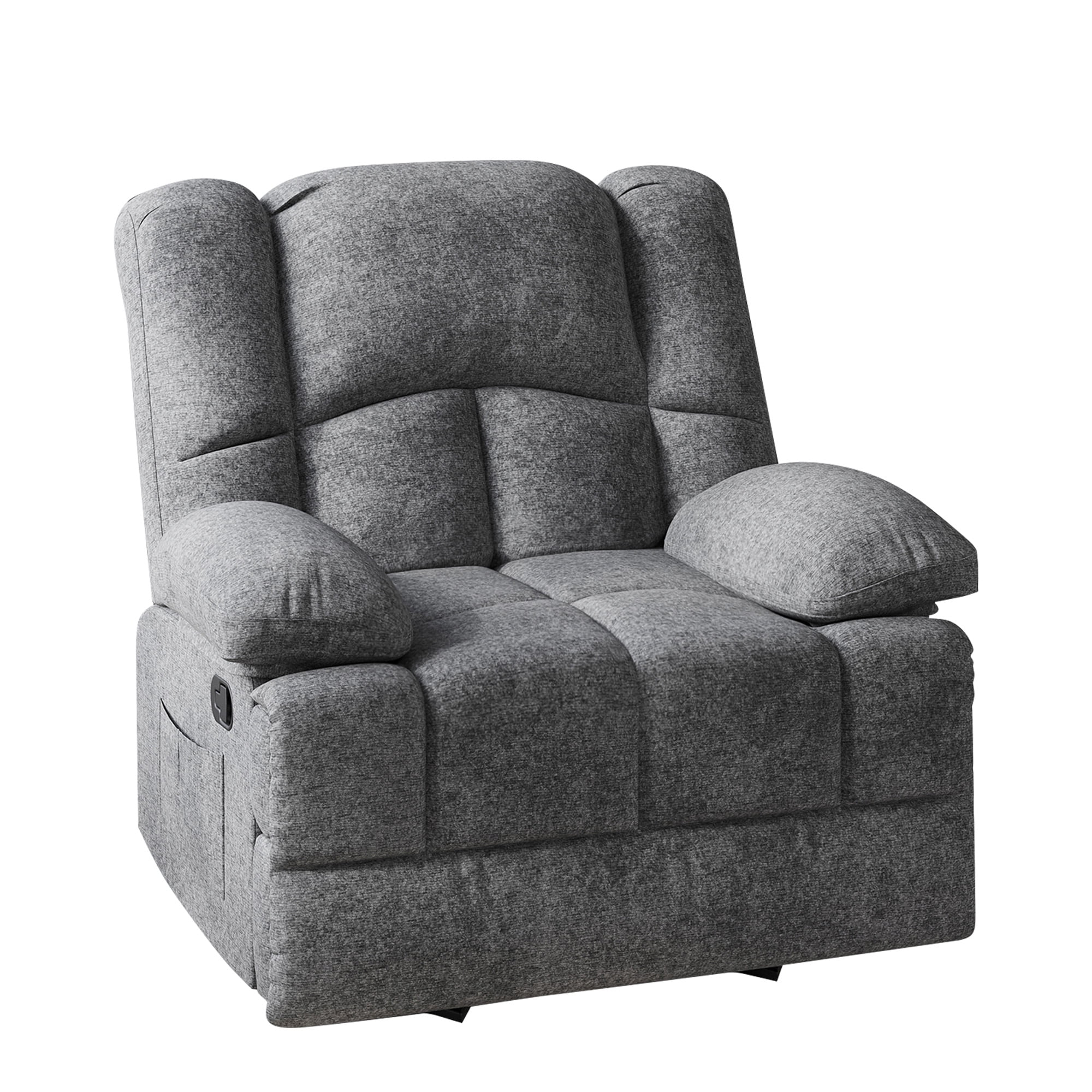 MAYEERTY Limestone Oversized Rocking Recliner Sofa for Adults, Chenille, Ergonomic, Perfect for Living Room