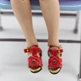 thumbnail image 4 of Zapatos De La Sandalia Del Tobillo De La Correa De La Flor De La PU Para El Equipo De Las Muñecas De 1/6 BJD rojo Sunnimix BJD Dolls Shoes, 4 of 8
