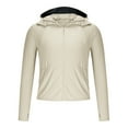 thumbnail image 4 of Htigea Women's UPF 50+ Sun Protection Jacket Lightweight Cool UV Shirt Rash Guard Long Sleeve Tops with Hoodie Brim Thumb Hole Pockets Beige,3XL, 4 of 6