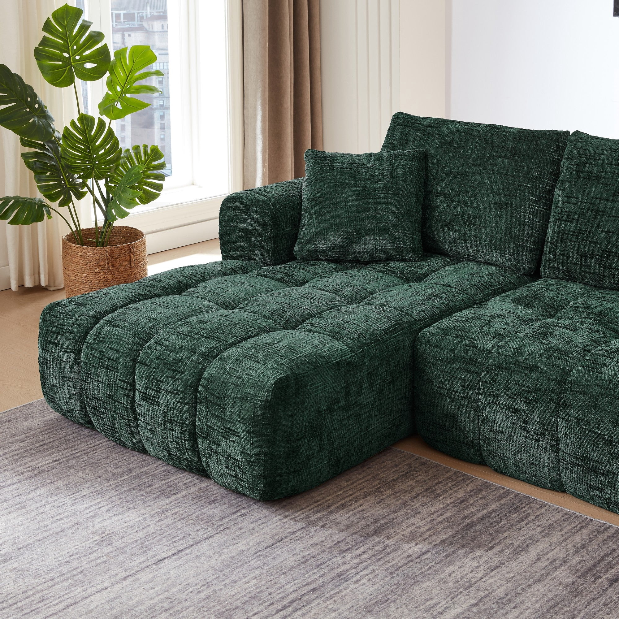 Sailvan Chenille L-Shape Luxury Sectional Oversized Sofa, Comfy Sleeper Couch, No Assembly Required