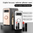 thumbnail image 4 of Nalacover Mirror Phone Case for Google Pixel Fold with Diamond Ring Holder Bracket Clear Imaging Cover, Slim Fit Makeup Soft Silicone Shockproof Lens Protection Case for Women Girls,Rosegold, 4 of 7