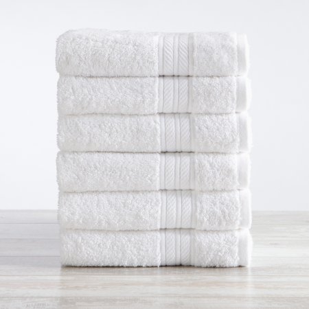Great Bay Home Cotton Eco-Friendly Quick-Dry Towel Set  (Hand Towel (6-Pack), White)