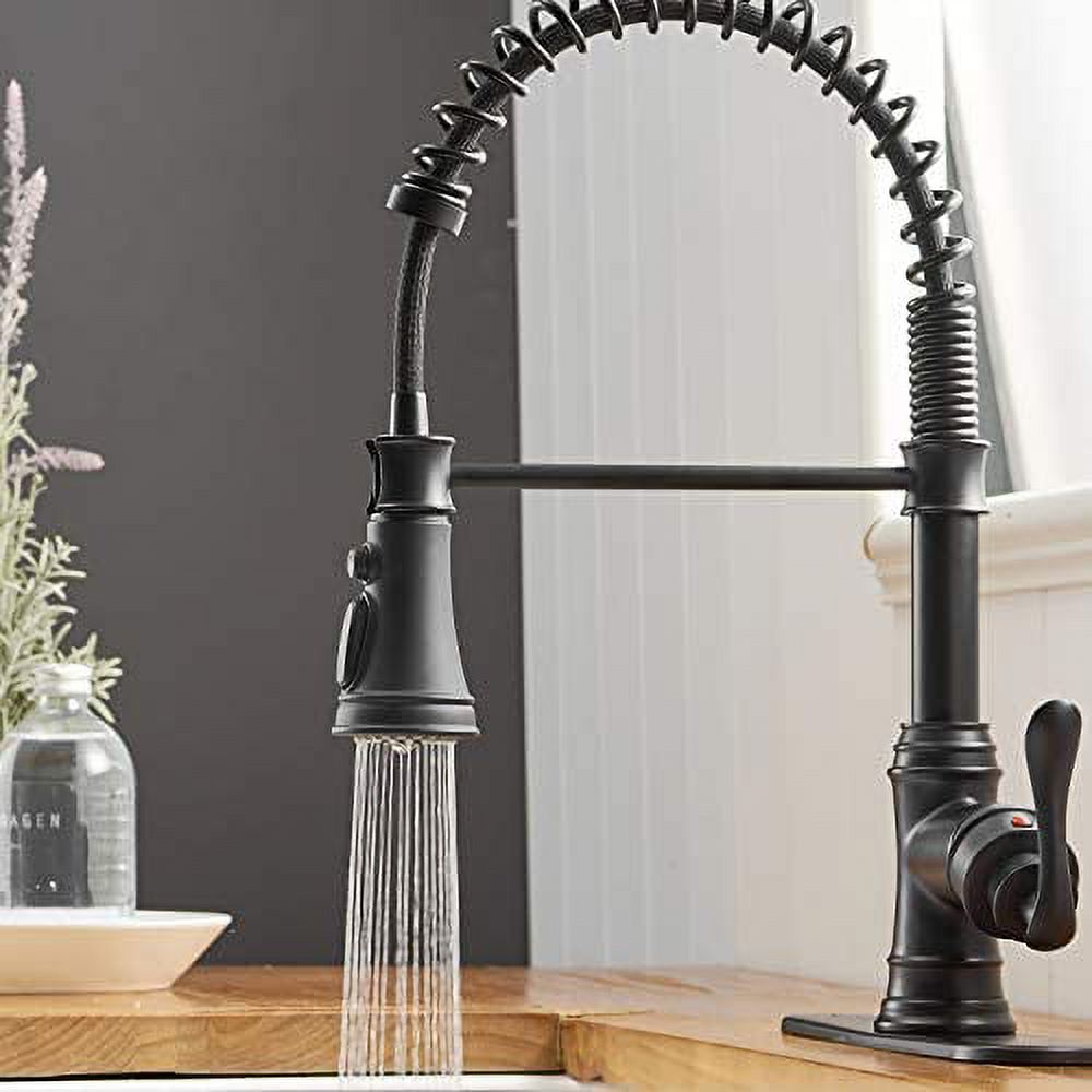 BWE Matte Black High Arc Single Handle Kitchen Sink Faucet