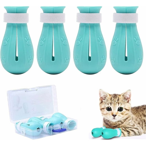 4 zapatos para gatos, botas antiarañazos para pies de gato, cubierta ajustable para patas de gato, baño en casa, tratamiento de belleza, Control, estación de masaje para gatos (azul), 47cm Versa JAMW Sencillez
