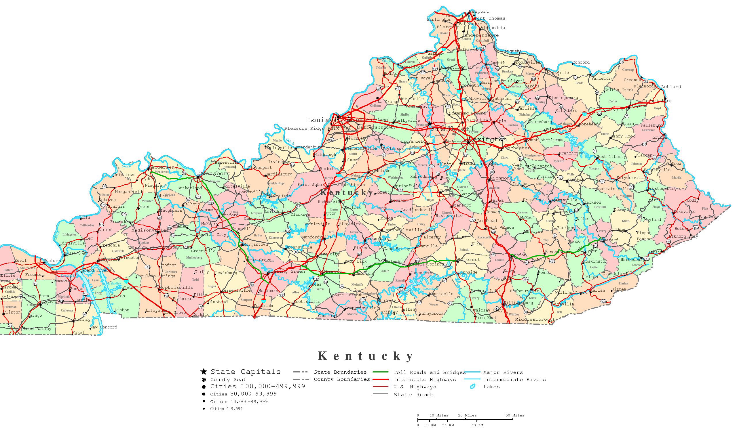 Printable Map Of Kentucky Counties Select A County From The Map For ...