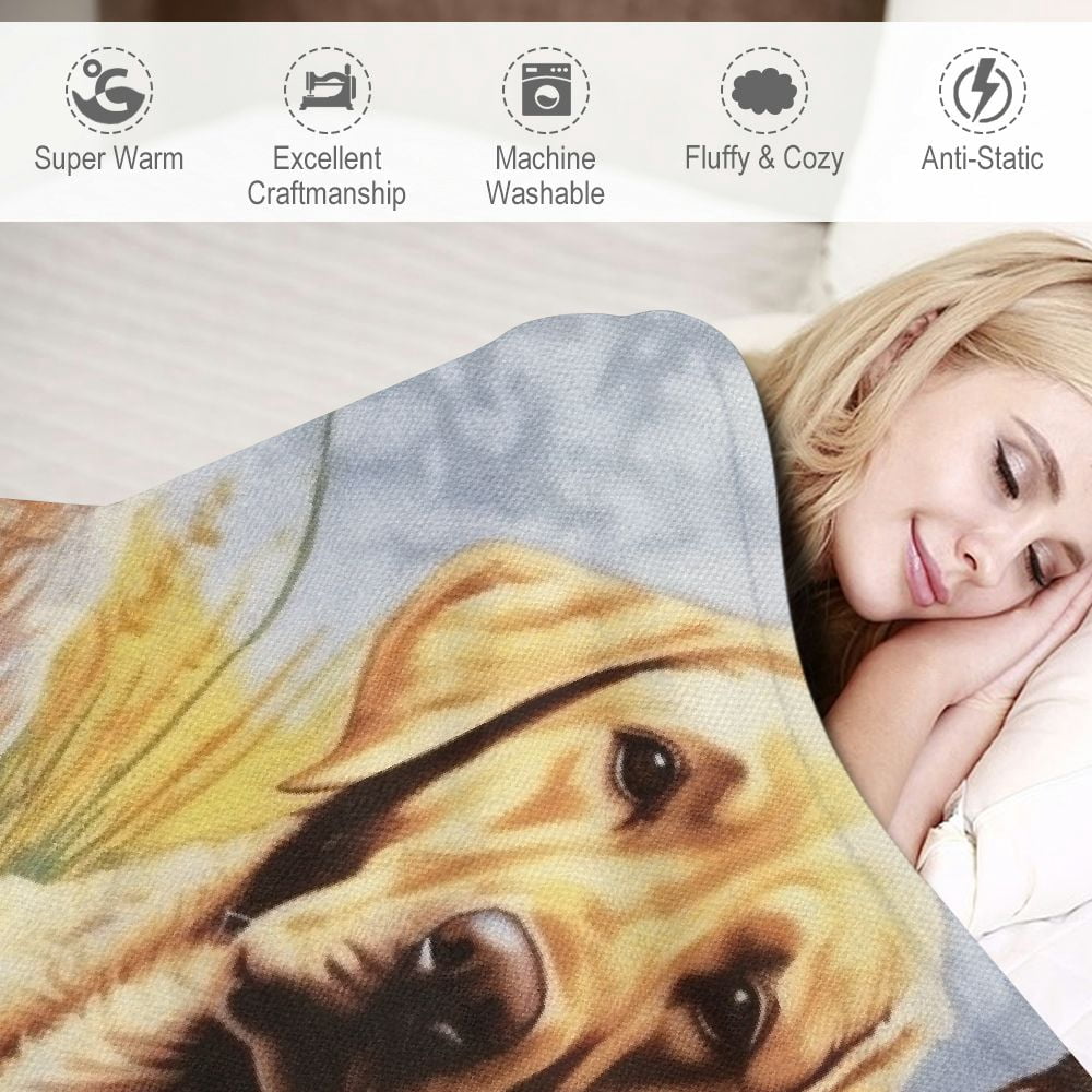 Nawypu  Labrador Retrievers Yellow Lab Blanket  - Gift for Dog Lovers - Throw Woven from Cotton - Made in The USA