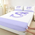 thumbnail image 3 of jejeloiu Cute Kawaii Bowknot Queen Sheet Sets,Purple Letter C Bed Set For Girls 4 Pieces, 3 of 7