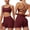 Burgundy, variant on IDOPIP Women 2 Piece Seamless Backless Yoga Sets High Waist Shorts and Sports Bra Gym Athletic Clothing Outfits