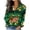 #075-Green, variant on Craaazy Women's Fashion St. Patrick's Day Printed Casual Long Sleeve Loose Lapel ButtonCardigan Blouse Gifts