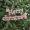 6 Pcs Christmas Word Sign Glitter Hanging Ornaments, for Window Tree
