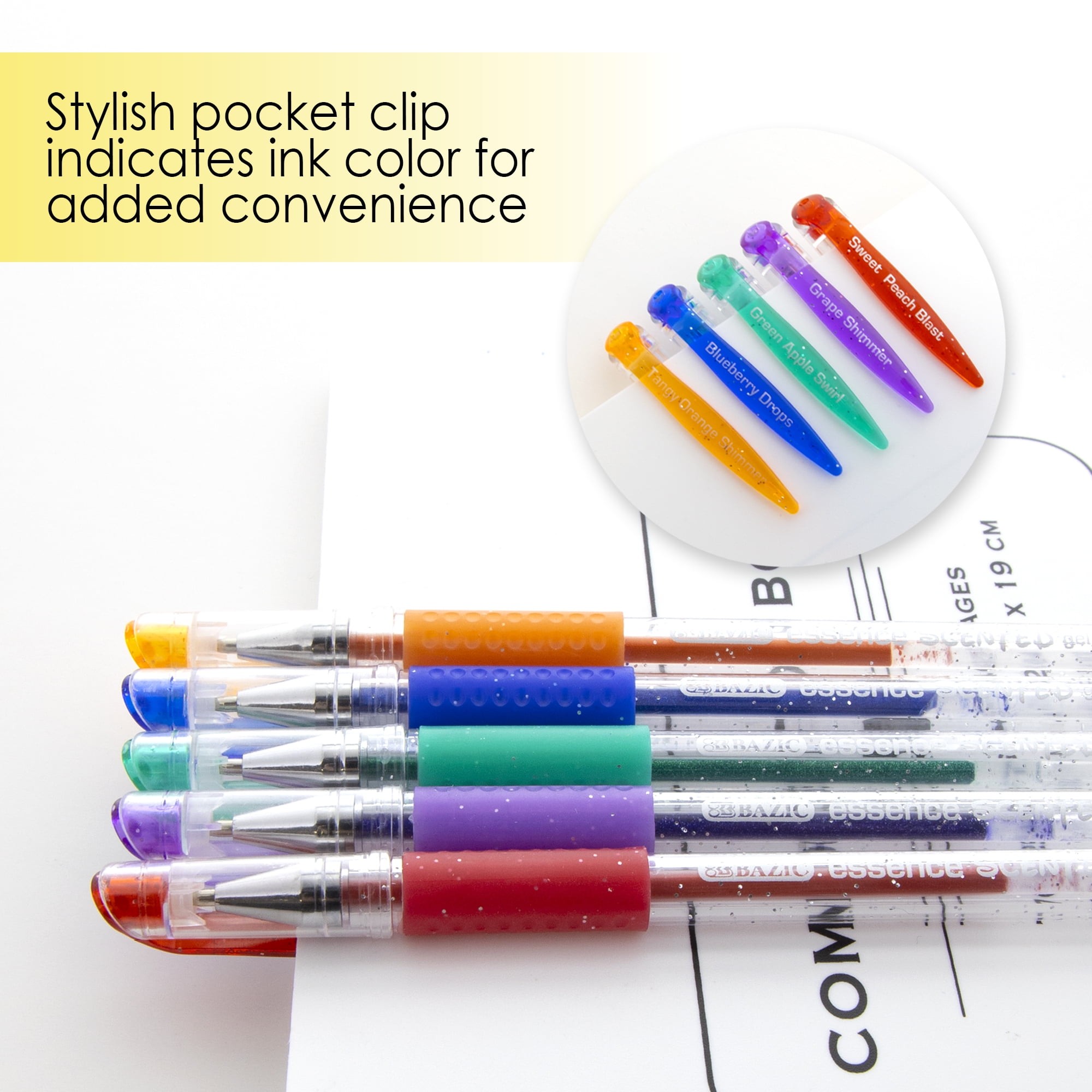 24 pieces 5 Scented Glitter Color Essence Gel Pen W/ Cushion Grip