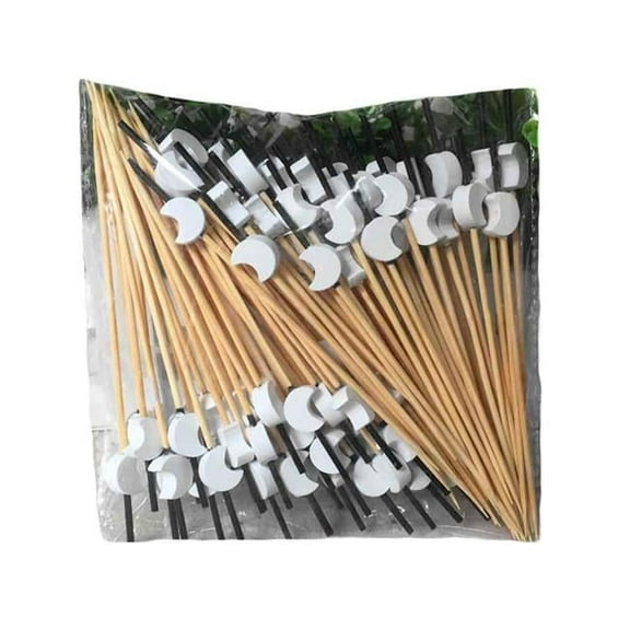 Panda Superstore PS-HOM2566771011-DORIS01728 Disposable Bamboo Fruit Cocktail Picks - Moon - 200 Piece