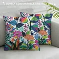 thumbnail image 3 of Shiartex Colorful Flowers and Leaves Throw Pillow Covers 18X18 in Multicolor Florals Decorative Throw Pillows Home Decor Pillowcase  Square Cushion Cover for Living Room Bedroom Bed, 3 of 5