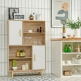 thumbnail image 3 of Gymax Buffet Armoire de Rangement Bibliothèque Placard avec Porte Tablette Blanc, 3 of 10