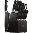 thumbnail image 1 of Knife Set, 15 Pieces Knife Sets for Kitchen with Block, Dishwasher Safe Kitchen Knife Set with Built in Sharpener Block, German Stainless Steel Knife Block Set, Black, 1 of 5