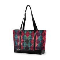 FORMRS Laptop Tote Bag for Women with 15.6" Computer Compartments Handbag, Vibrant Green Tartan Pattern