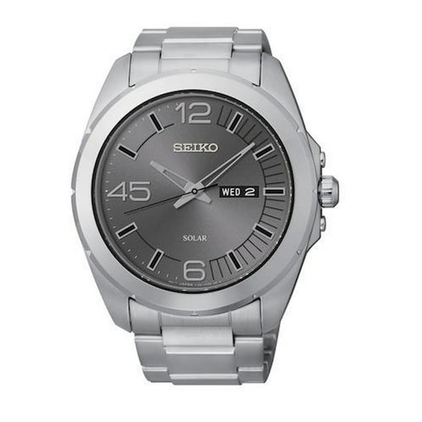 Seiko - Seiko SNE273 Men's Core Grey Dial Stainless Steel Solar Watch ...